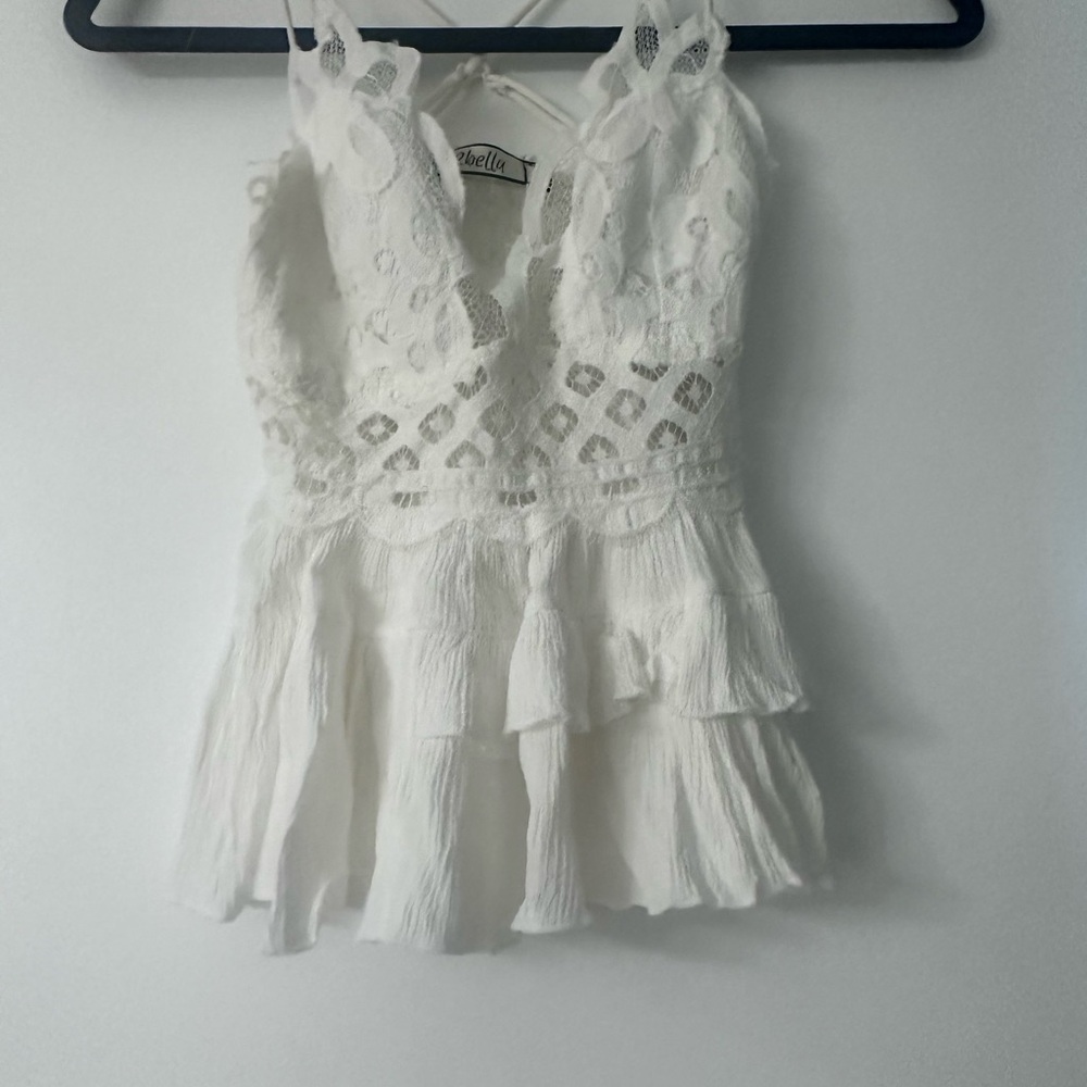 White Lace Strappy Top